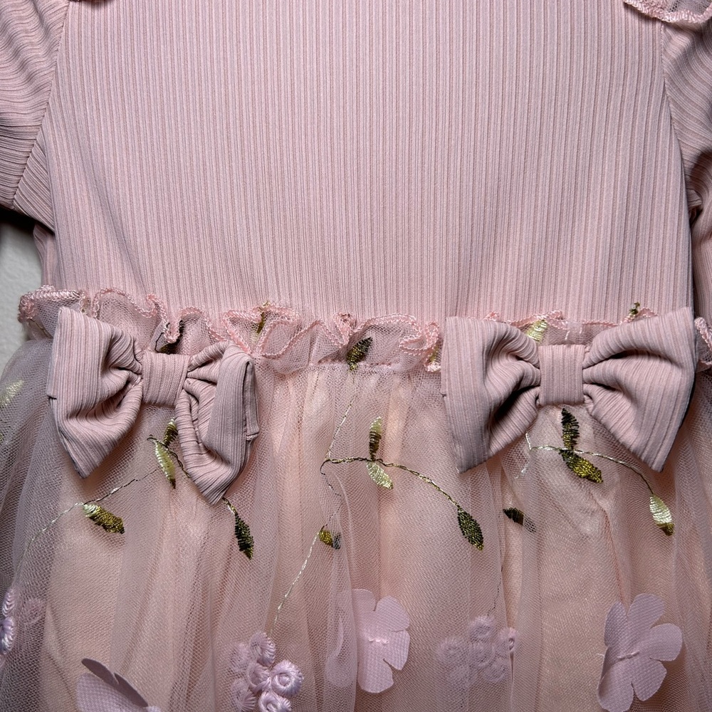 NWT PatPat Baby Girl Pink Floral Mesh Dress Set Size 3-6 Months - Picture 3 of 7